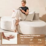 Lenkta sofa su žema nugaros atrama 199 cm  (Smėlio) – Paveikslėlis 5