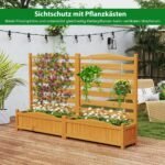 2 dalių medinė privatumo tvora su augalų dėžėmis (Geltona) – Paveikslėlis 4