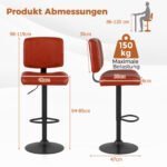 Reguliuojamo aukščio baro kėdžių rinkinys su paminkštintomis sėdynėmis 2 dalių (Raudonai ruda) – Paveikslėlis 2