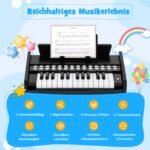 25 klavišų skaitmeninis mini pianinas vaikams su reguliuojamu greičiu (Juoda)