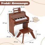 Skaitmeninis pianinas vaikams su interaktyviu mokymosi režimu ir taburete (Ruda)