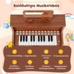 Skaitmeninis pianinas vaikams su interaktyviu mokymosi režimu ir taburete (Ruda)
