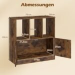 3 aukštų knygų lentyna su uždaromis ir atviromis lentynomis (Ruda) – Paveikslėlis 2