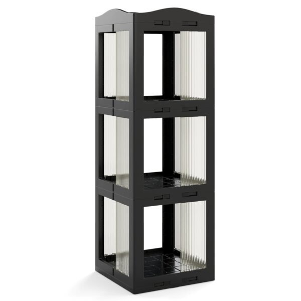 360° besisukanti 3 pakopų knygų lentyna (Juoda)