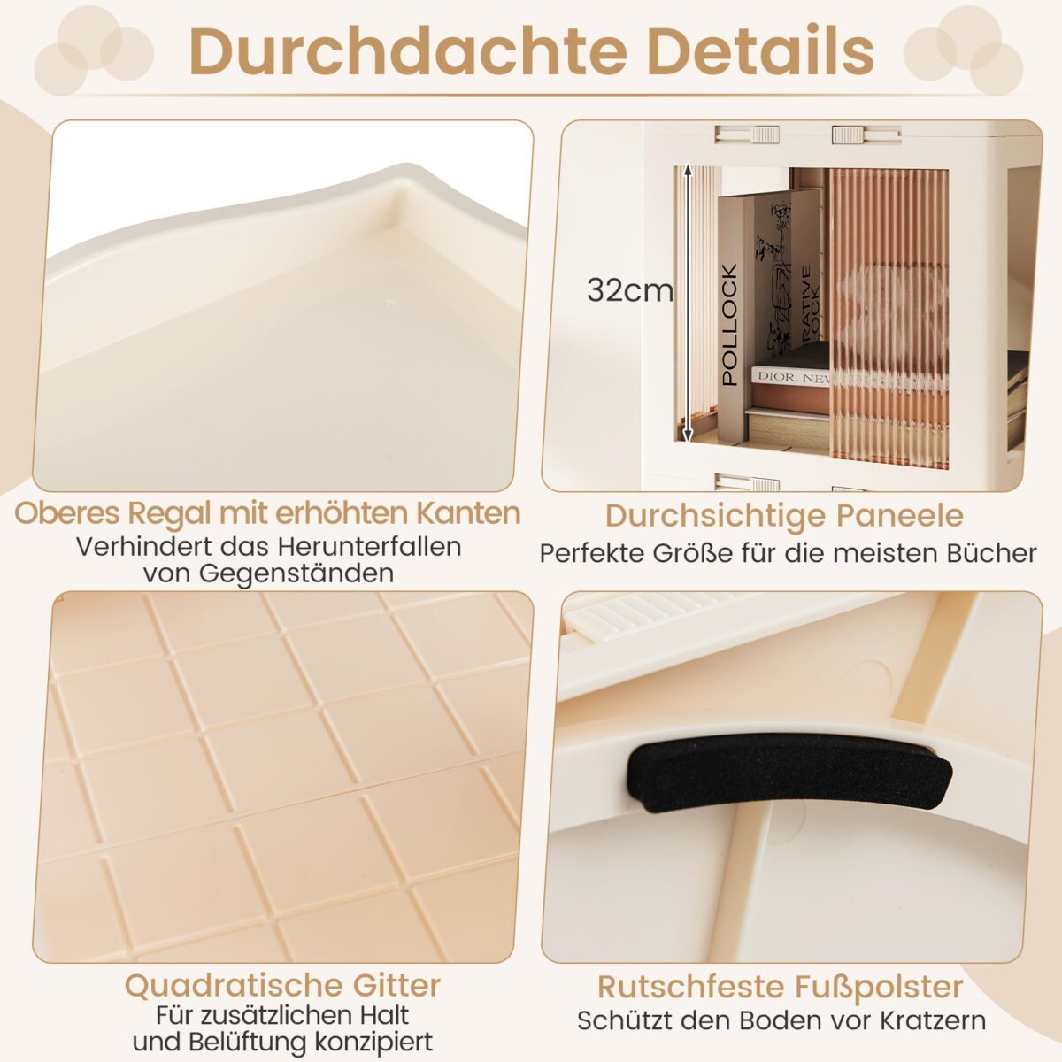 Pasukama ir sulankstoma knygų lentyna 360° (Balta) – Paveikslėlis 4