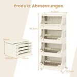 5 aukštų mobilus skalbinių krepšys ir daiktų laikymo vežimėlis (Smėlio) – Paveikslėlis 2