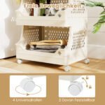 5 aukštų mobilus skalbinių krepšys ir daiktų laikymo vežimėlis (Smėlio) – Paveikslėlis 5