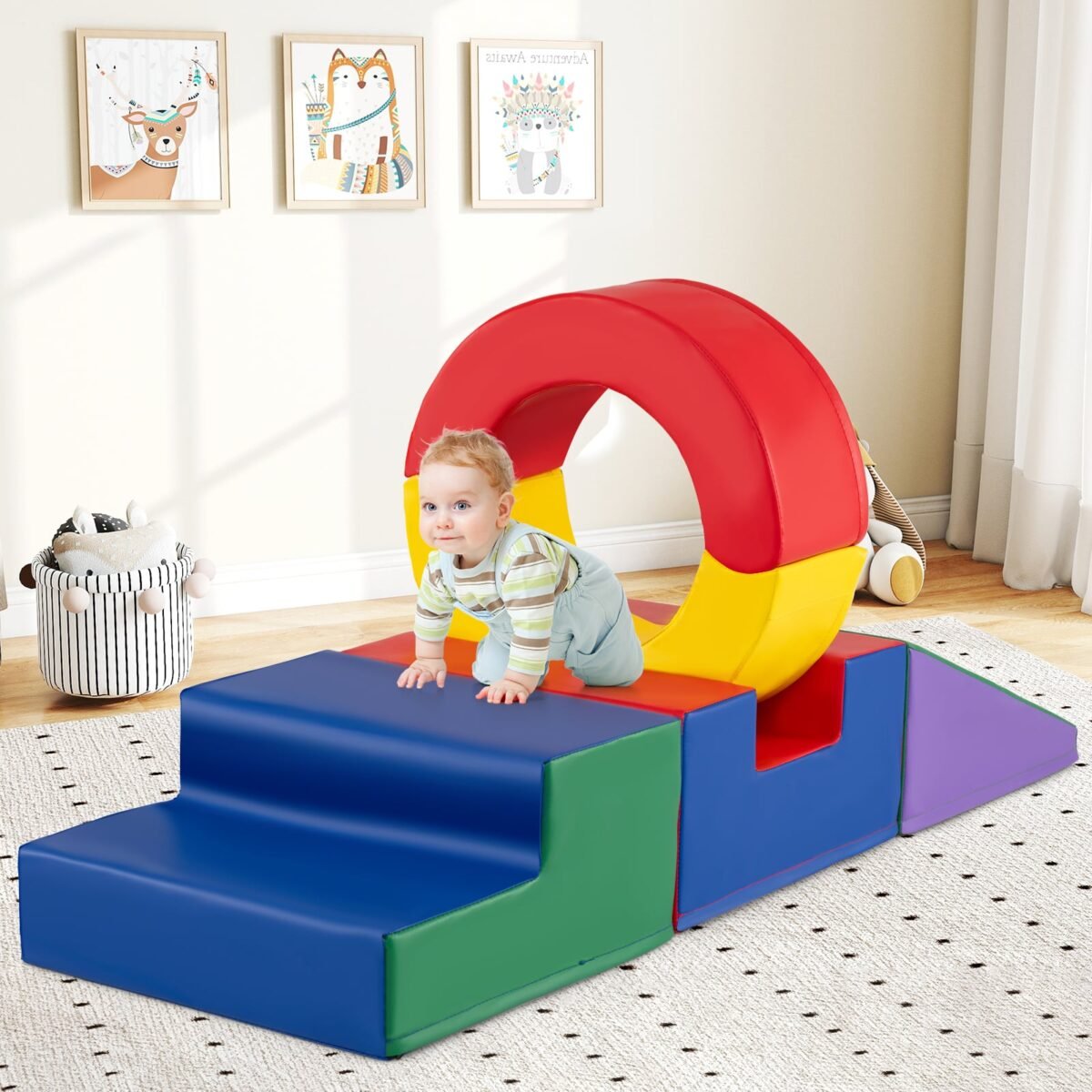 5 dalių minkštas laipiojimo ir ropojimo rinkinys mažyliams (Įvairiaspalvė) – Paveikslėlis 2