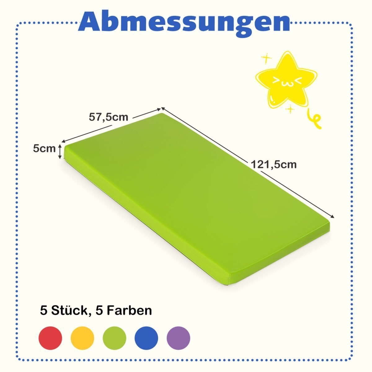 5 dalių storų putplasčio kilimėlių rinkinys vaikų sportui ir poilsiui (Įvairiaspalvė) – Paveikslėlis 2