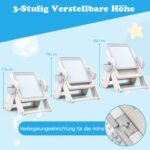 6-in-1 vaikiškas kūrybinis stalas su molbertu ir statybinių blokelių lenta (Pilka ir smėlio)