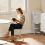 6 lankstomų kėdžių komplektas su drenažo angomis ir plieniniu rėmu