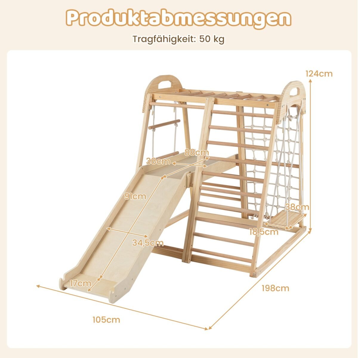 Medinis laipiojimo ir žaidimų rinkinys 8-in-1 (Natūrali) – Paveikslėlis 2