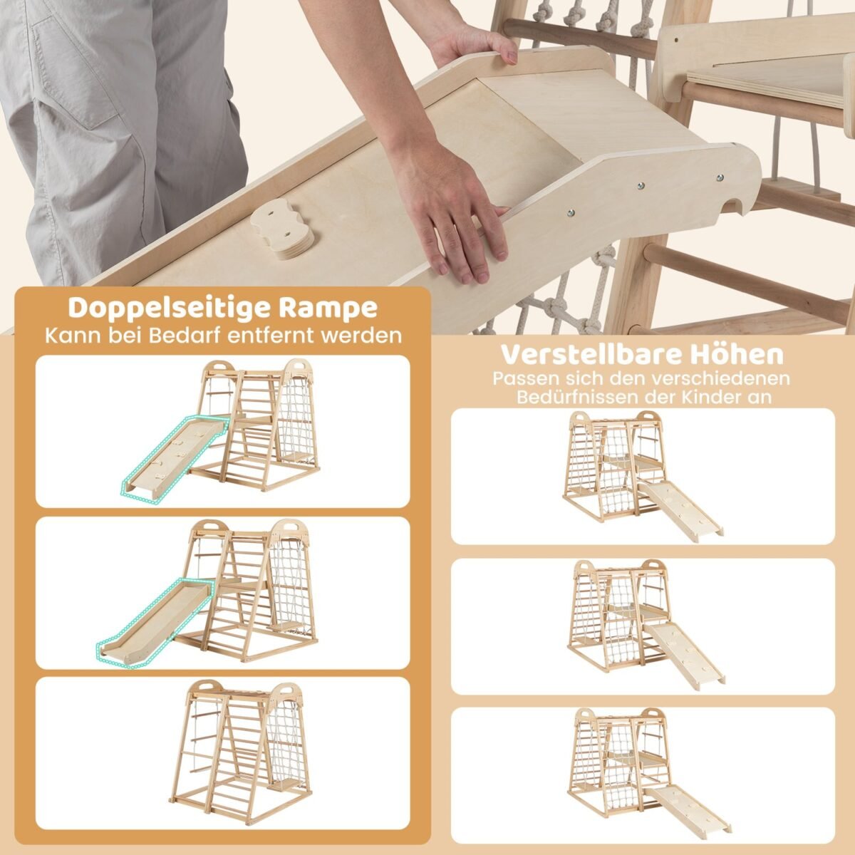 Medinis laipiojimo ir žaidimų rinkinys 8-in-1 (Natūrali) – Paveikslėlis 4