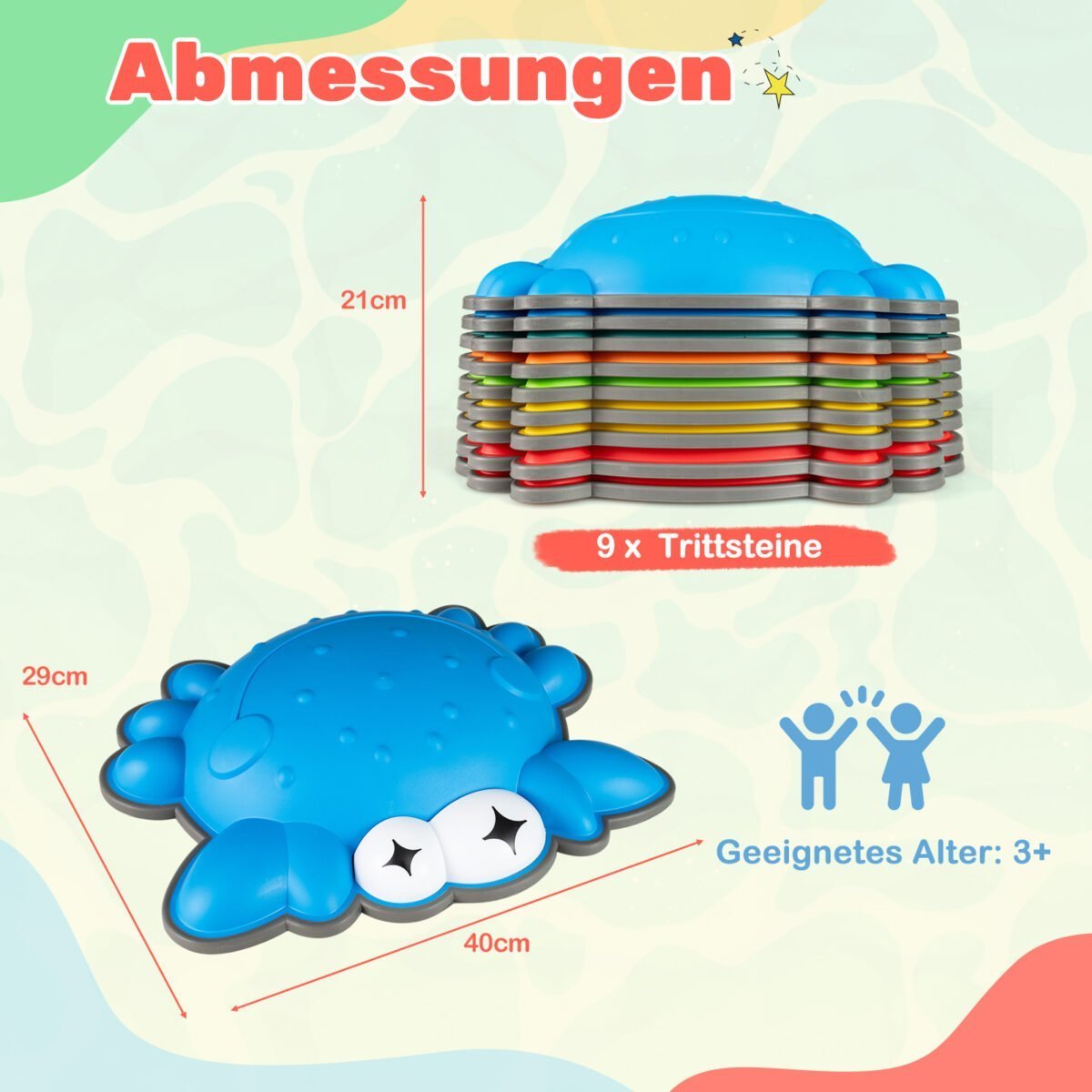 9 dalių neslystančių balansavimo akmenų rinkinys vaikams (Spalvotas) – Paveikslėlis 2