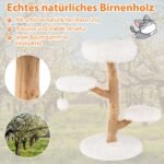 90 cm aukščio kriaušės medienos kačių bokštas su apžvalgos platforma (Balta) – Paveikslėlis 3