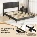 Aptrauktas lovos rėmas 160x200 cm su reguliuojamo aukščio galvūgaliu (Pilka) – Paveikslėlis 4
