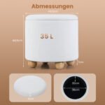 Apvalus pufas su daiktadėže ir medinėmis kojomis (Balta) – Paveikslėlis 2