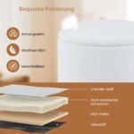 Apvalus pufas su daiktadėže ir medinėmis kojomis (Balta) – Paveikslėlis 4