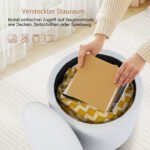 Apvalus pufas su daiktadėže ir medinėmis kojomis (Balta) – Paveikslėlis 5