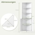 Aukšta kampinė spintelė su lentynomis ir durelėmis (Balta) – Paveikslėlis 2