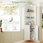 Aukšta kampinė spintelė su lentynomis ir durelėmis (Balta) – Paveikslėlis 5