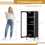 Aukšta siaura metalinė spintelė su reguliuojamomis lentynomis (Juoda)