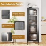 Aukšta siaura metalinė spintelė su reguliuojamomis lentynomis (Juoda)