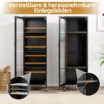 Aukšta siaura metalinė spintelė su reguliuojamomis lentynomis (Juoda)