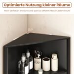 Aukšta trikampė kampinė spintelė su 2 durelėmis ir 5 lentynomis (Juoda)
