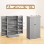 Aukšta virtuvės spintelė su reguliuojamomis lentynomis ir durelėmis (Pilka) – Paveikslėlis 2