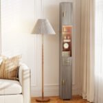 Aukšta vonios spintelė su apšvietimu ir stalčiumi (Pilka) – Paveikslėlis 3