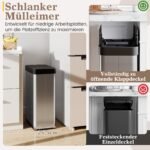 Automatinė nerūdijančio plieno šiukšliadėžė su judesio jutikliu 60 L (Sidabrinė)