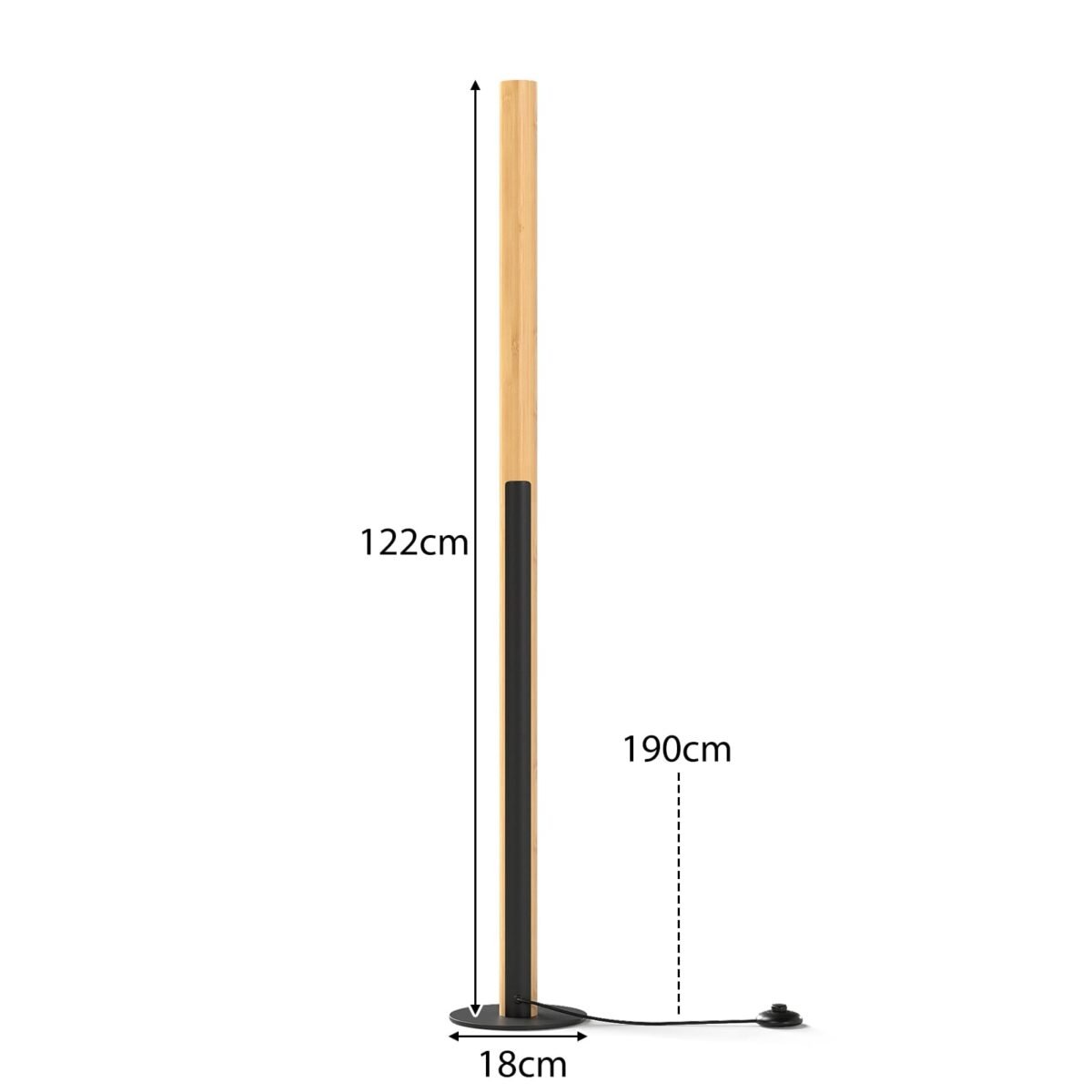 Bambukinė LED pastatoma lempa su reguliuojama spalvos temperatūra ir kojiniu jungikliu (Natūrali) – Paveikslėlis 2