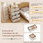 Bambukinė komoda su 5 medžiaginiais stalčiais ir viršutine lentyna (Natūrali) – Paveikslėlis 3