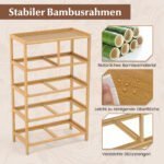 Bambukinė komoda su 5 medžiaginiais stalčiais ir viršutine lentyna (Natūrali) – Paveikslėlis 4