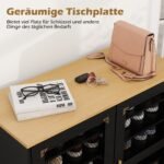 Batų spintelė su reguliuojamomis lentynomis ir tinklinėmis durelėmis (Juoda) – Paveikslėlis 4