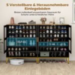 Batų spintelė su reguliuojamomis lentynomis ir tinklinėmis durelėmis (Juoda) – Paveikslėlis 5