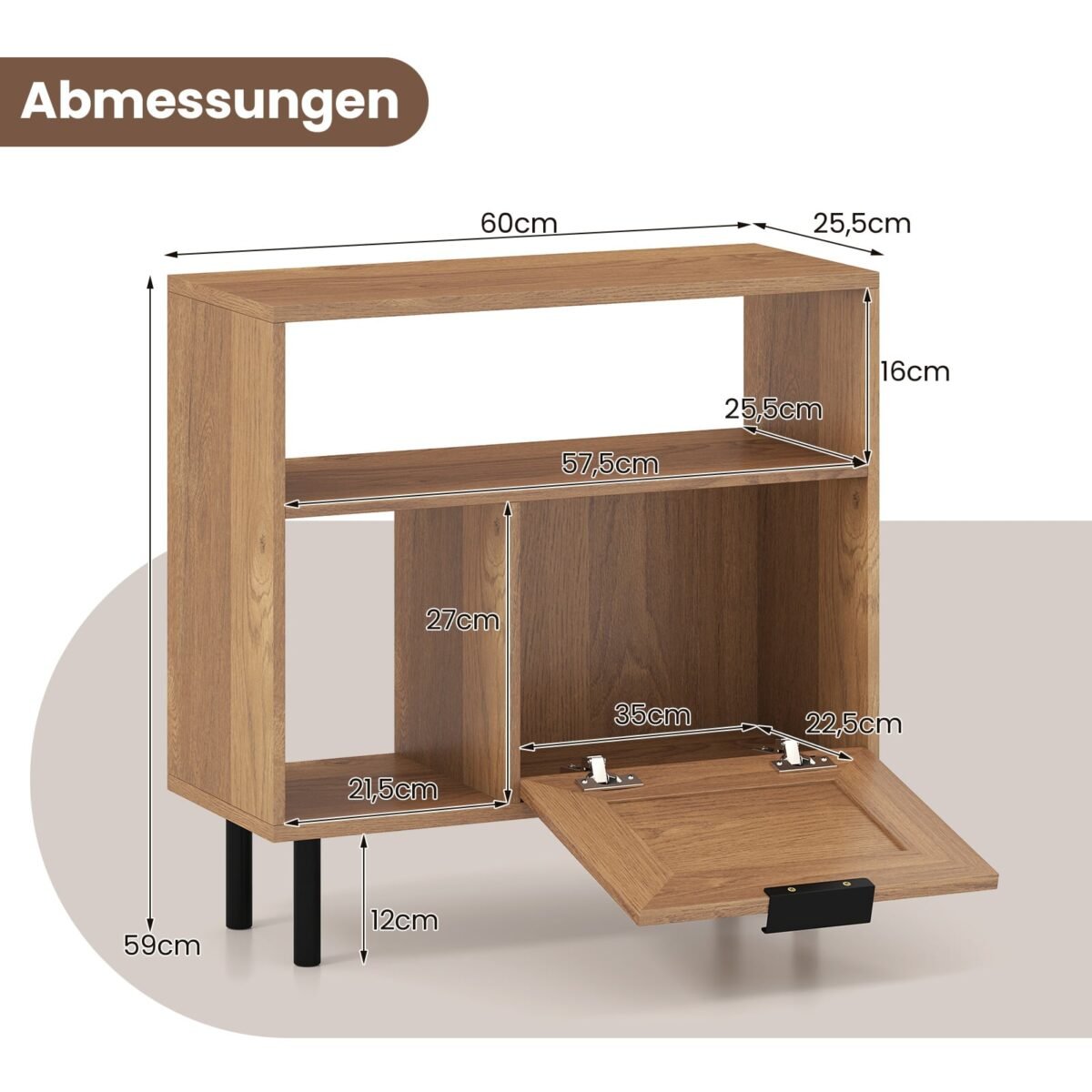 Boho stiliaus šoninis staliukas su PE rotango durimis ir daiktadėže (Natūrali) – Paveikslėlis 2