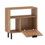 Boho stiliaus šoninis staliukas su PE rotango durimis ir daiktadėže (Natūrali)