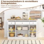 Bufeto spintelė su 3 stalčiais ir reguliuojamomis lentynomis (Balta) – Paveikslėlis 4