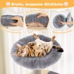 Daugiaaukštė kačių draskyklė su patogiu viršutiniu gultu (Pilka)