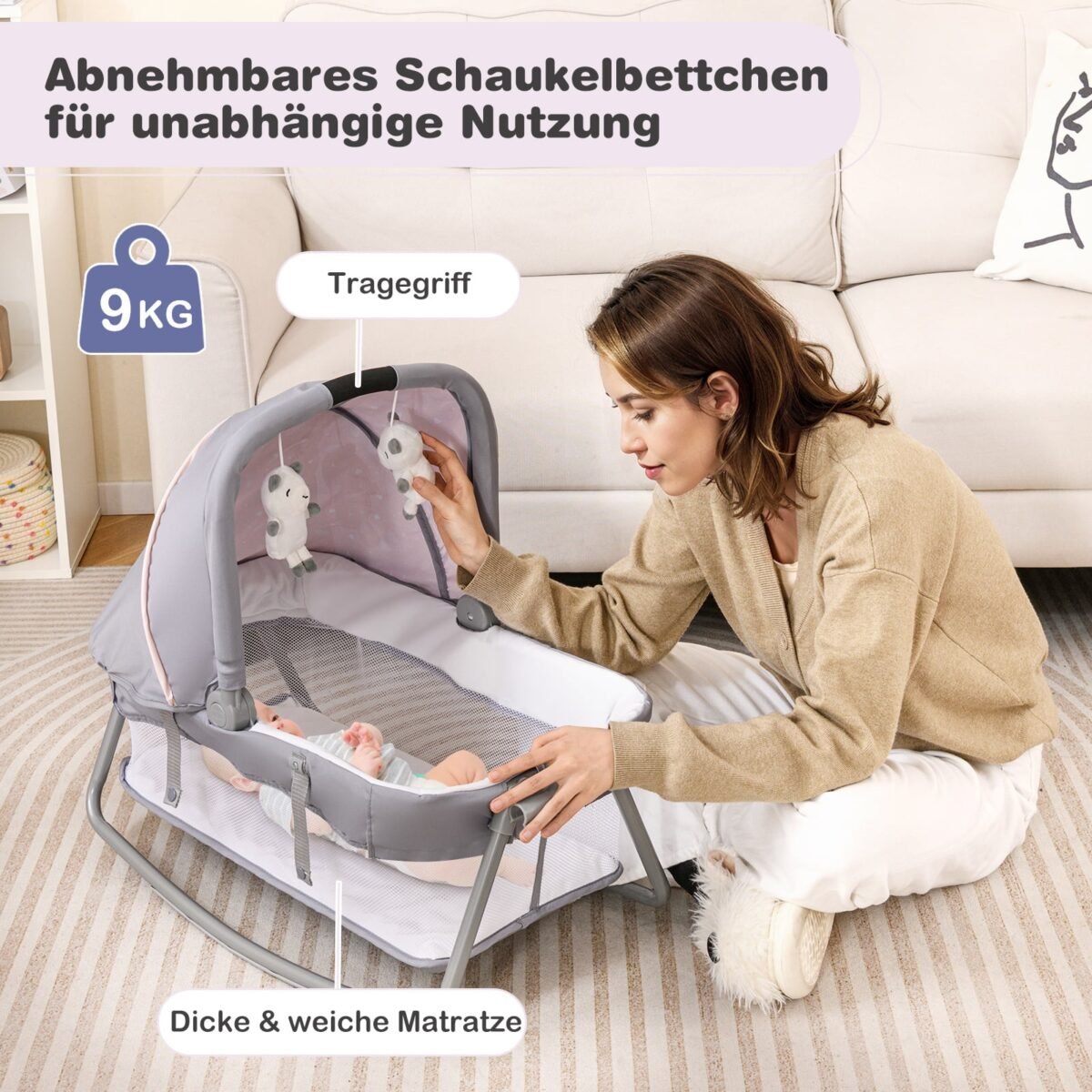 Daugiafunkcinė sulankstoma kelioninė lovytė-maniežas (Violetinė) – Paveikslėlis 3