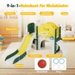 Daugiafunkcinė vaikiška čiuožykla-žaidimų aikštelė su laipiojimo konstrukcija (Geltona) – Paveikslėlis 3