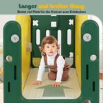 Daugiafunkcinė vaikiška čiuožykla-žaidimų aikštelė su laipiojimo konstrukcija (Geltona) – Paveikslėlis 5