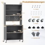 Daugiafunkcinė virtuvės spintelė su 6 lentynomis darbastaliu ir skaidriomis durelėmis (Pilka) – Paveikslėlis 2