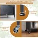 Daugiafunkcinė virtuvės spintelė su 6 lentynomis darbastaliu ir skaidriomis durelėmis (Pilka) – Paveikslėlis 4