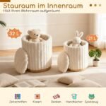 Daugiafunkcinis apvalus 2 dalių pufų rinkinys su daiktadėžėmis (Smėlio)