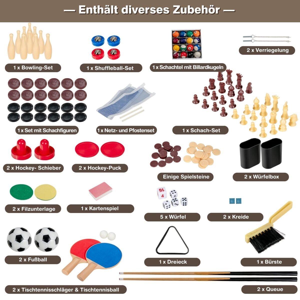 Daugiafunkcis 10 viename žaidimų stalas (Spalvota)