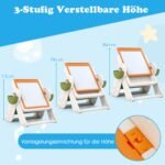 Daugiafunkcis vaikiškas stalas su dvipusiu stalviršiu ir reguliuojamu molbertu (Oranžinė)