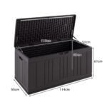 Didelė sodo daiktadėžė su dujiniais amortizatoriais ir rakinamu dangčiu 300 L (Ruda) – Paveikslėlis 2